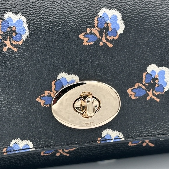 AUTHENTIC COACH F35882 QUINN CROSSBODY BRAMBLE ROSE PRINT BLACK CANVAS GOLD - Picture 16 of 16